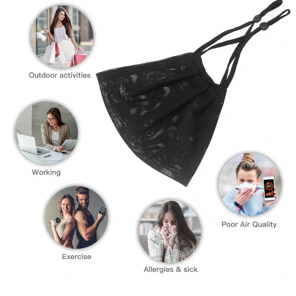 Elegant Black Reusable Face Mask